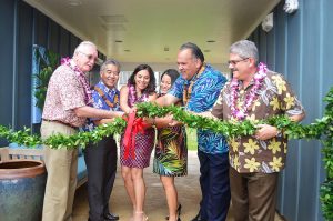 HOUSING PARTNERS: At Kaniko'o on Kaua'i, the governor joins Kevin Carney of EAH Housing, Makani Maeva of Ahe Group, county housing director Kanani Fu, Mayor Bernard Carvalho, and Mel Rapozo, county council chair.