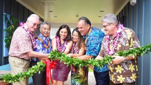 HOUSING PARTNERS: Gov. Ige joins Kaua'i officials and advocates at blessing for the Kaniko'o Rice Camp rental apartments for seniors.