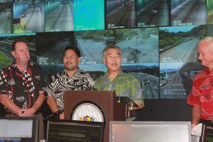 Gov. Ige, and transportation officials announce road improvements to help families save time in traffic.