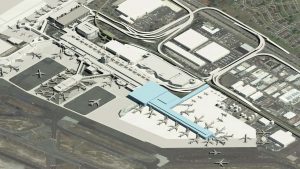 A rendering of the new concourse planned for the Daniel K. Inouye Airport.