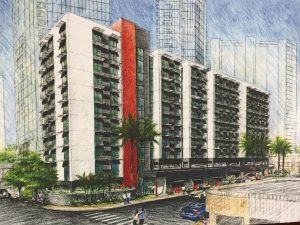 An architect's rendering of the Hale Kewalo project in Kaka'ako.
