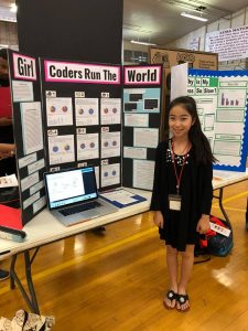 7th grader Mira Tsunoda from Kaimuki Middle School with her science project.