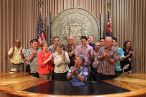 Law banning chlorpyrifos - Legislators join Gov. Ige in applauding the ban on chlorpyrifos.