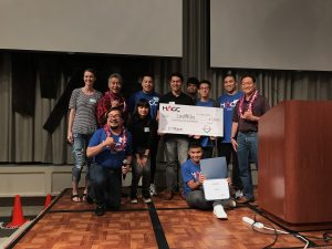 The first-place team of UH students from the 2017 Hawai'i Annual Code Challenge (HACC).