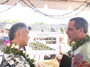 Gov. Ige with Kaiwahine Village developer Doug Bigley on Maui.