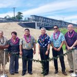 Gov. Ige with federal, state and county partners at Hanapepe River Bridge.