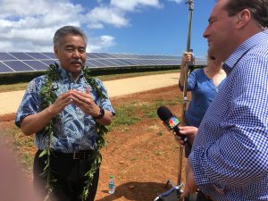 Governor Ige at the Kaua'i Island Utilities Co-Operative (KIUC) solar farm.