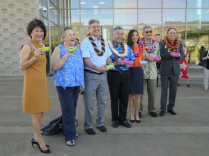 Gov. Ige, first lady and UH leaders at the creative media event.