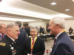 Army Gen. Mark Milley (left) talks with Gov. Ige and Arkansas Gov. Asa Hutchinson, co-chairs of the Council of Governors.