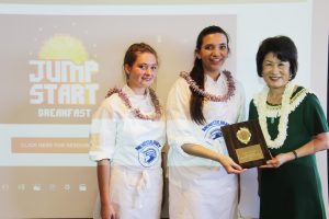 Moanalua High students Ashley Hendrickson and Gilliah Bode took top honors in the "sweet" breakfast category for their yummy acai bowl.