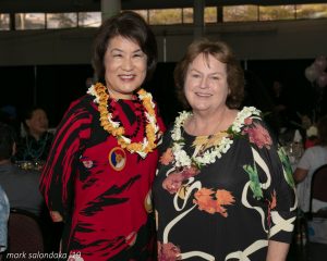Mrs. Ige and Goodwill CEO Laura Smith.