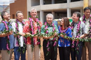 Gov. Ige joins Highridge Costa president Michael Costa, councilmember Kymberly Pine and others at the Kulana Hale Phase II groundbreaking Aug. 28.