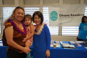 Rep. Lynn DeCoite, granddaughter Kennedy and Mrs. Ige.