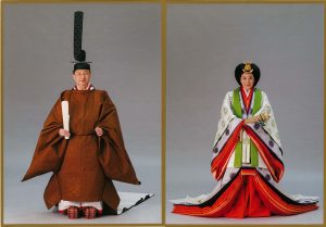 Emperor Naruhito and Empress Masako in their royal robes.