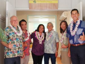 Mayor Kim, Brandee Menino of Hope Services and Scott Morishige with legislators Ruderman, San Buenaventura and Kahele.