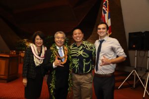 Governor and Mrs. Ige honored KUPU CEO John Leong and alumnus Sean McDonough for their efforts to protect Hawai'i's environment.