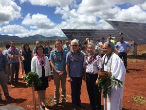 The governor and company leaders turned out for the HECO-Clearway solar blessing, which will generate enough electricity for use by about 18,000 O'ahu homes each year.