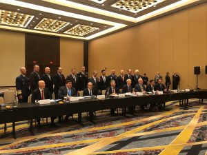 A meeting of the Council of Governors in Washington, D.C. with co-chairs Gov. Ige and Gov. Hutchinson.