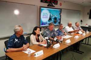 State officials and community partners join Governor Ige at a news conference to provide coronavirus updates.