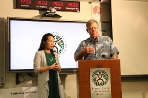 DOH epidemiologist Sarah Park and director Bruce Anderson.