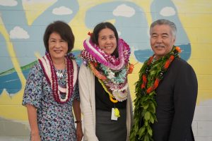 Governor and Mrs. Ige with Milken winner Miki Cacace.
