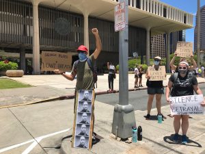 Protesters demonstrate at the state Capitol after the killing of George Floyd. Photo credit: James Gonser