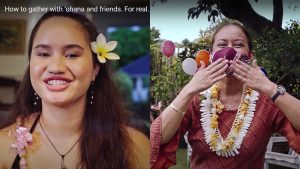 Chelei Kahalewai and her aunty in DOH’s “How to Gather. For Real” campaign.