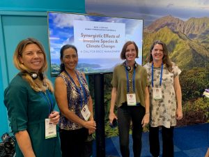 Conservation partners from the state Department of Land and Natural Resources, the Hawaii Invasive Species Council and other community organizations: (from left) Chelsea Arnott, Christy Martin, Laura Brewington, and Rachel Neville.