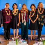 Mrs. Ige and panelists gather for International Women’s Day.