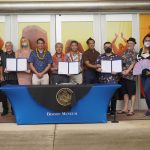 Governor Ige, legislators and LGBTQ+ community supporters gather at Bishop Museum.